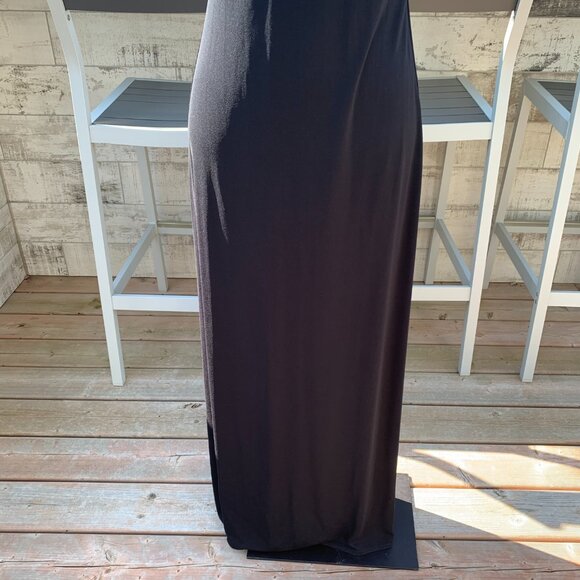 Vintage 90s Venessa Stevens Black Maxi Slip Dress Formal Evening Gown - Picture 4 of 16